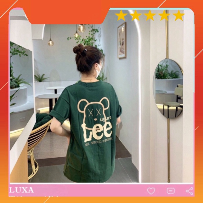 Áo thun tay lỡ unisex GẤU LEE, áo cộc form rộng giới tính mặc cặp, nhóm phong thái ulzzang ATL03