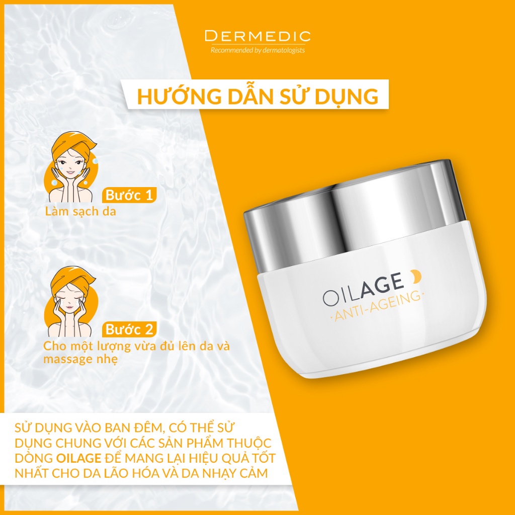 Kem dưỡng hỗ trợ làm chậm lão hóa ban đêm Dermedic OILAGE REPAIRING NIGHT CREAM RESTORING SKIN DENSITY 50ml