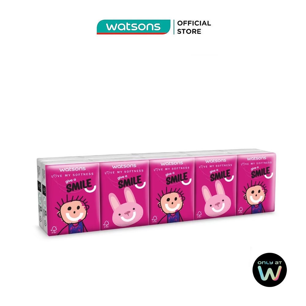 Lốc Khăn Giấy Bỏ Túi Watsons Mini Hankies Charity Smile Campaign 3ply