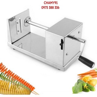 Máy cắt khoai tây lốc xoáy+ 2 lưỡi dao, máy cắt lốc xoáy vỏ inox siêu bền, dụng cụ gọt khoai tây lốc xoáy