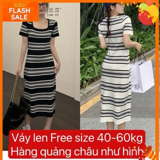 VÁY LEN KẺ HÀN QUỐC DỆT KIM MỀM MỊN CO DÃN TỐT BODY DÁNG DÀI TRẺ TRUNG, NĂNG ĐỘNG 2023