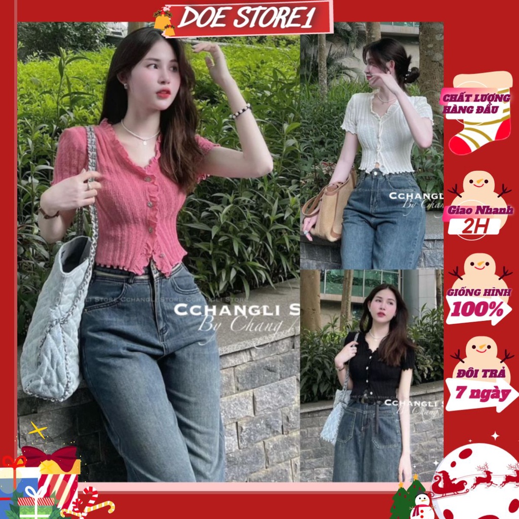 Áo len mongtoghi cổ tim viền bèo siêu hot (kèm ảnh thật)