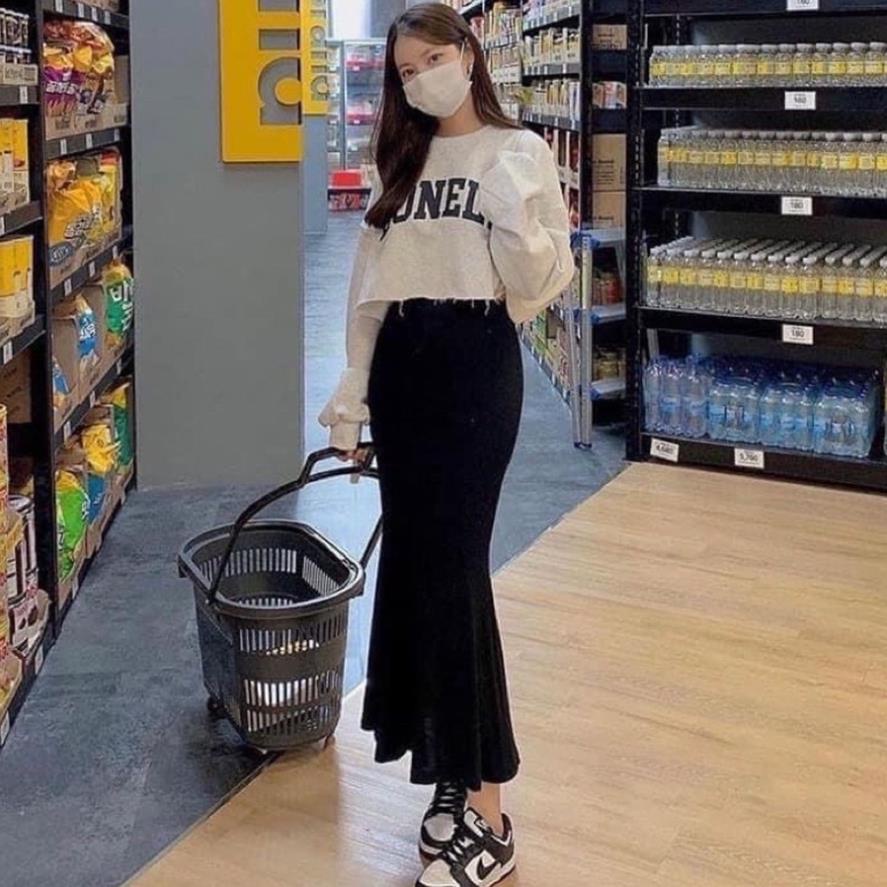 Chân váy đuôi cá dáng dài, váy đuôi cá xòe tôn dáng cực xinh chất vải co giãn dáng Midi xòe Ulzzang Hàn Quốc VA06 hot