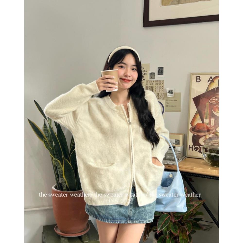 Áo khoác len kéo khoá xẻ 2 kiểu - meo1998_store - Aocadigan A28 ok