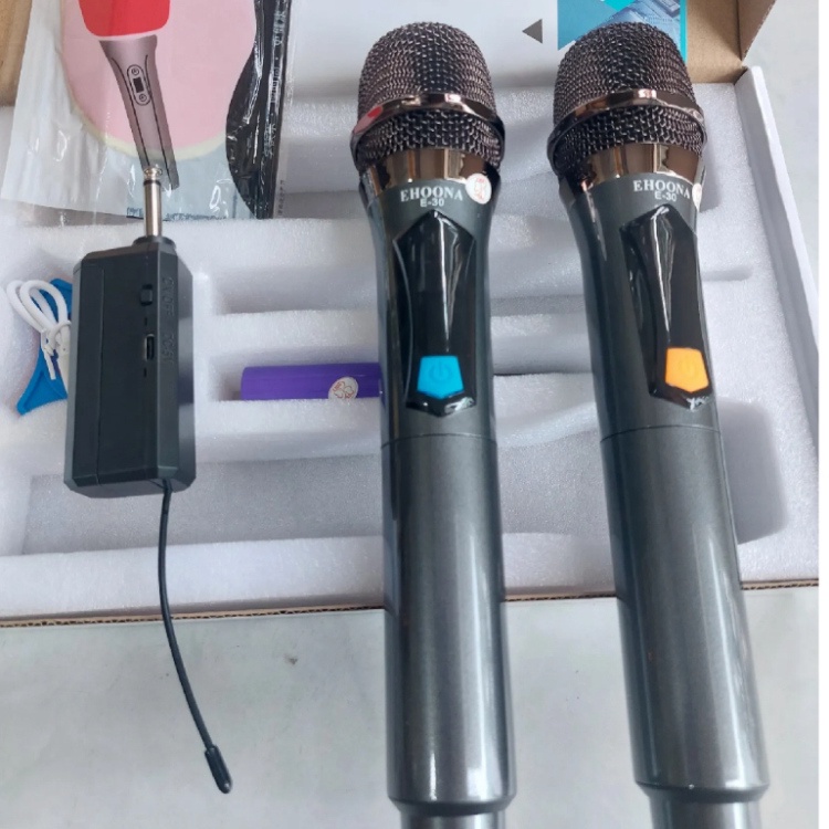 Bộ 2 micro hát karaoke E30 không dây UHF pin sạc, cực hay  ZL- 08.58.58.95.95