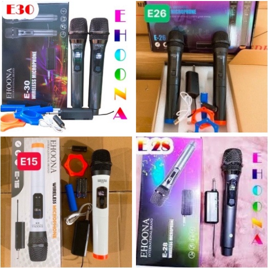 Bộ 2 micro hát karaoke E30 không dây UHF pin sạc, cực hay  ZL- 08.58.58.95.95