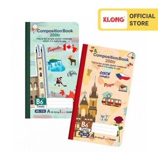 Sổ kẻ ngang may dán gáy Composition book KLONG B6- 200 trang 70/76; MS: 918