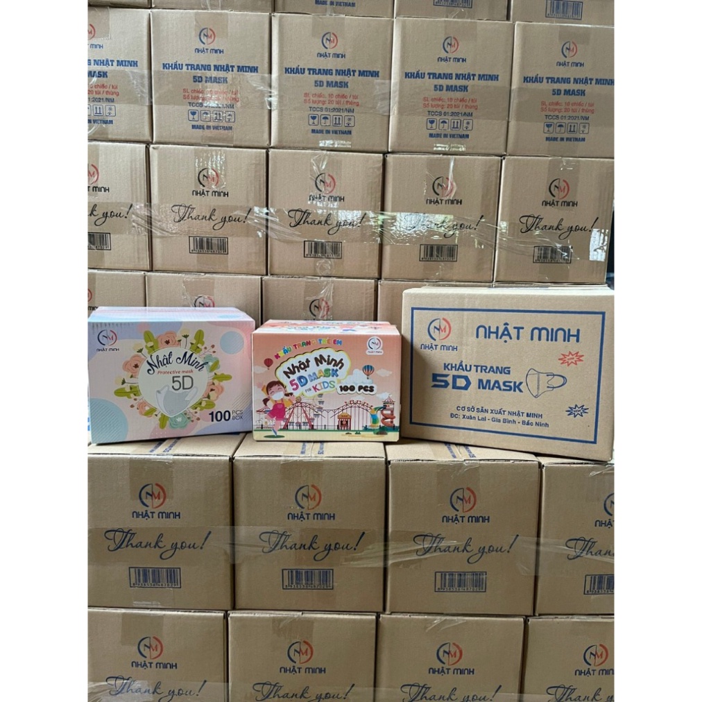 Thùng 200 chiếc Khẩu Trang 5D MASK NHẬT MINH tiện lợi 2023