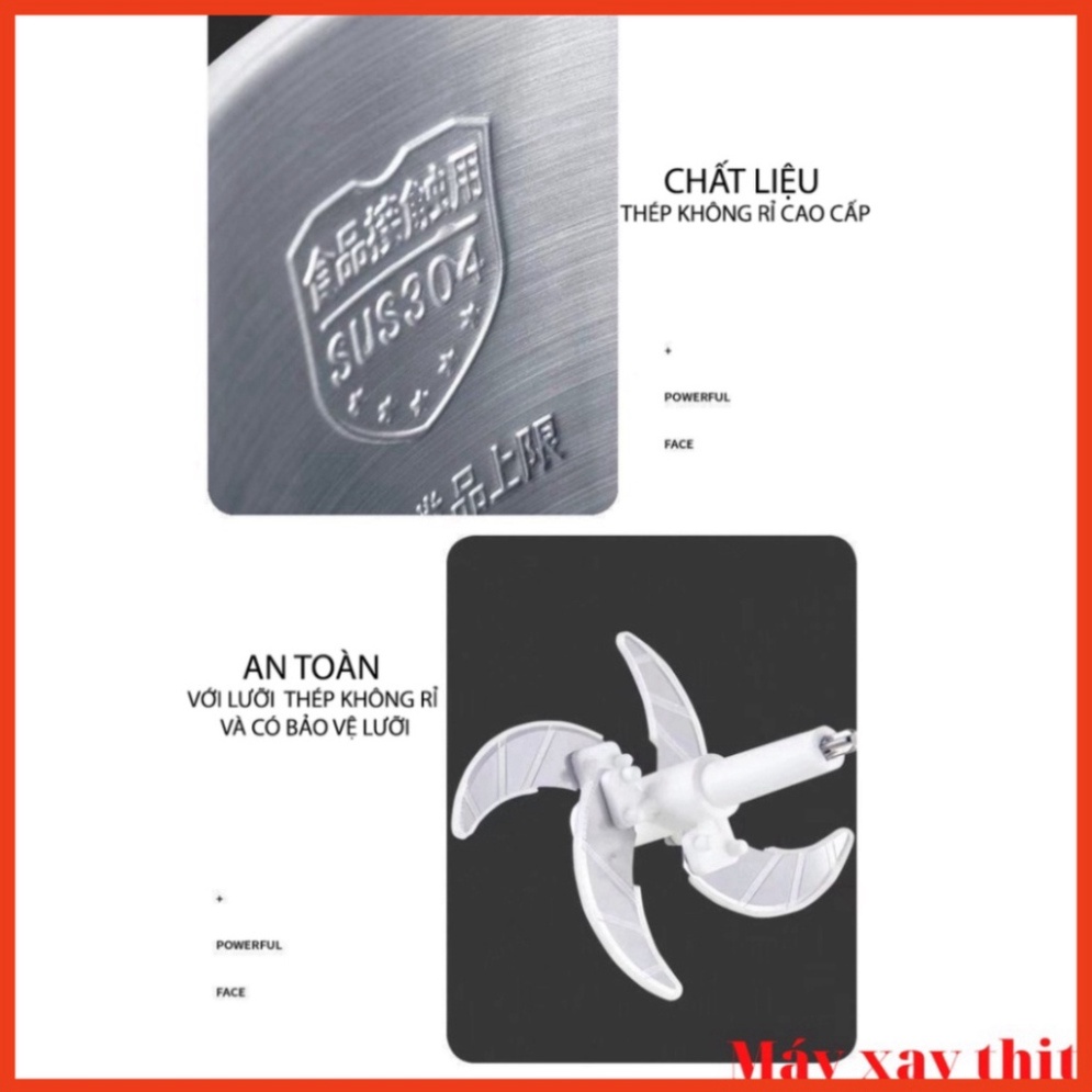 💥BẢO HÀNH 1 ĐỔI 1💥 Máy Xay Thịt, Máy Xay Đa Năng Cối Inox 4 Lưỡi, Công Suất Lớn 250W 2023