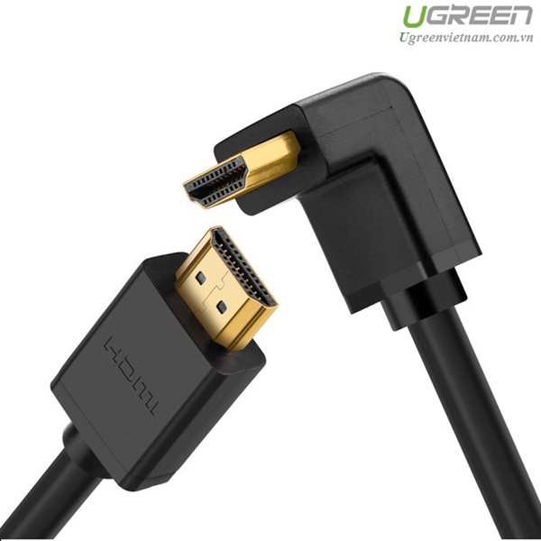 Cáp HDMI to HDMI UGREEN HD103 dài 2m bẻ xuống góc vuông 90 độ - Hàng phân phối chính hãng