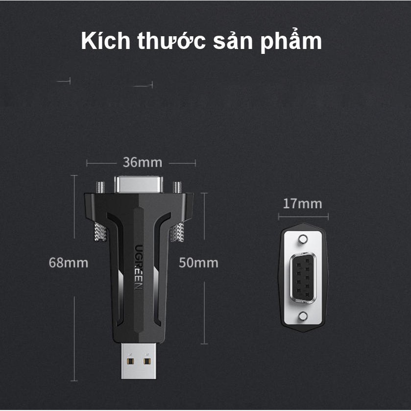 Đầu chuyển đổi tín hiệu USB 2.0 sang COM DP9 RS 232 UGREEN 80111