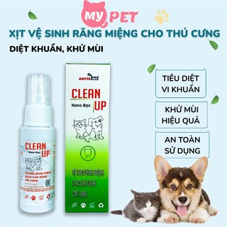 Xịt thơm miệng diệt khuẩn khử mùi hôi cho thú cưng CLEAN UP Nano Bạc - AMITAVET - PET040 - Mypet