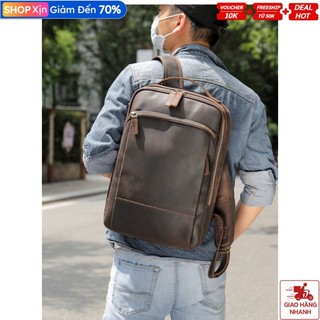 Balo nam da bò nguyên miếng may tay thủ công BL016