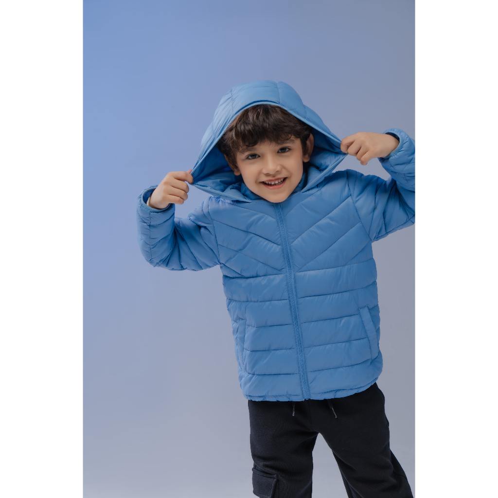 Áo khoác phao cho bé CANINFA chần bông Ultra Air ba lớp có mũ siêu nhẹ cản gió tốt 3OT23W007