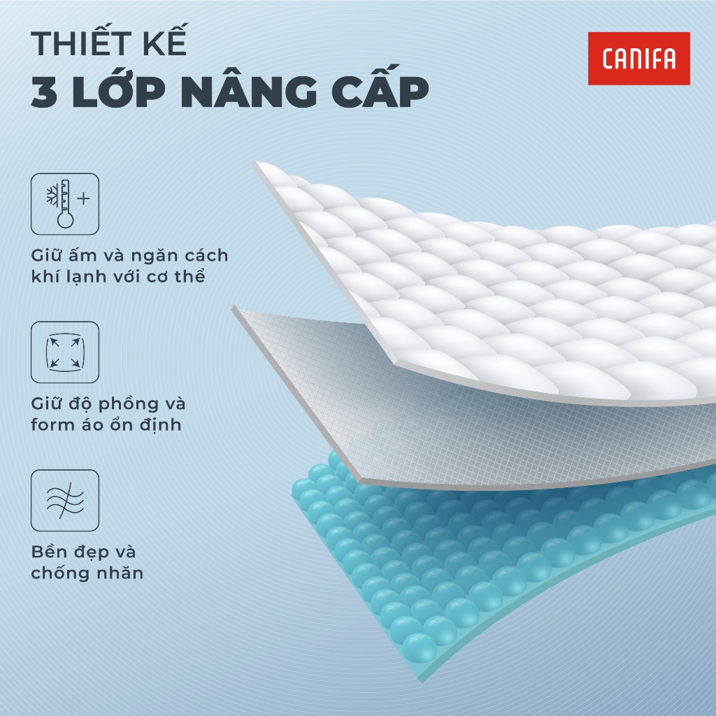 Áo khoác phao cho bé CANINFA chần bông Ultra Air ba lớp có mũ siêu nhẹ cản gió tốt 3OT23W007