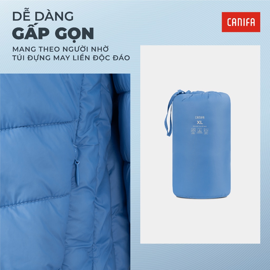 Áo khoác phao nam CANIFA chần bông Ultra Air ba lớp siêu nhẹ siêu ấm có mũ tháo rời 8OT23W030