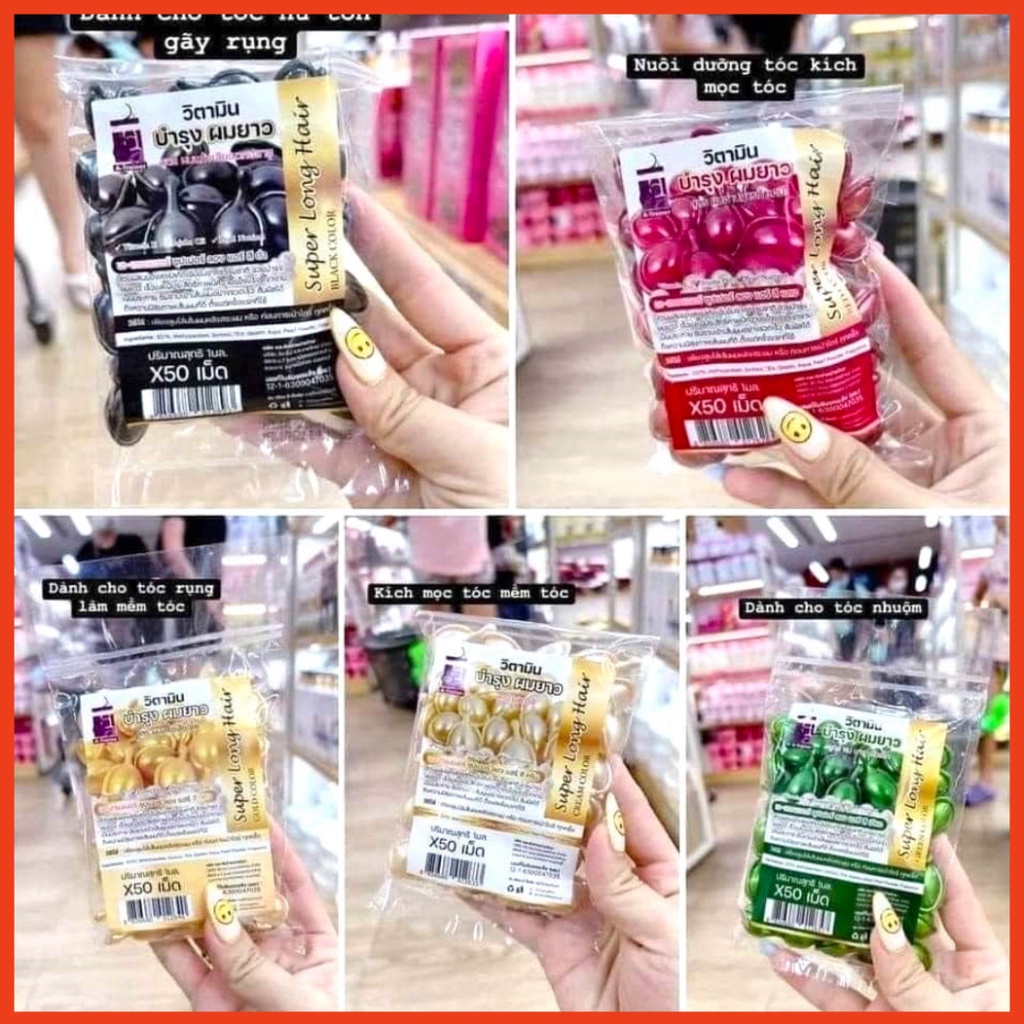 Túi 50 Viên Serum Dưỡng Tóc Super Long Hair Thái