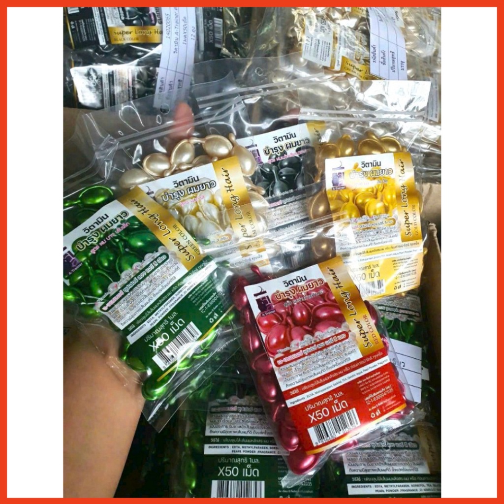 Túi 50 Viên Serum Dưỡng Tóc Super Long Hair Thái