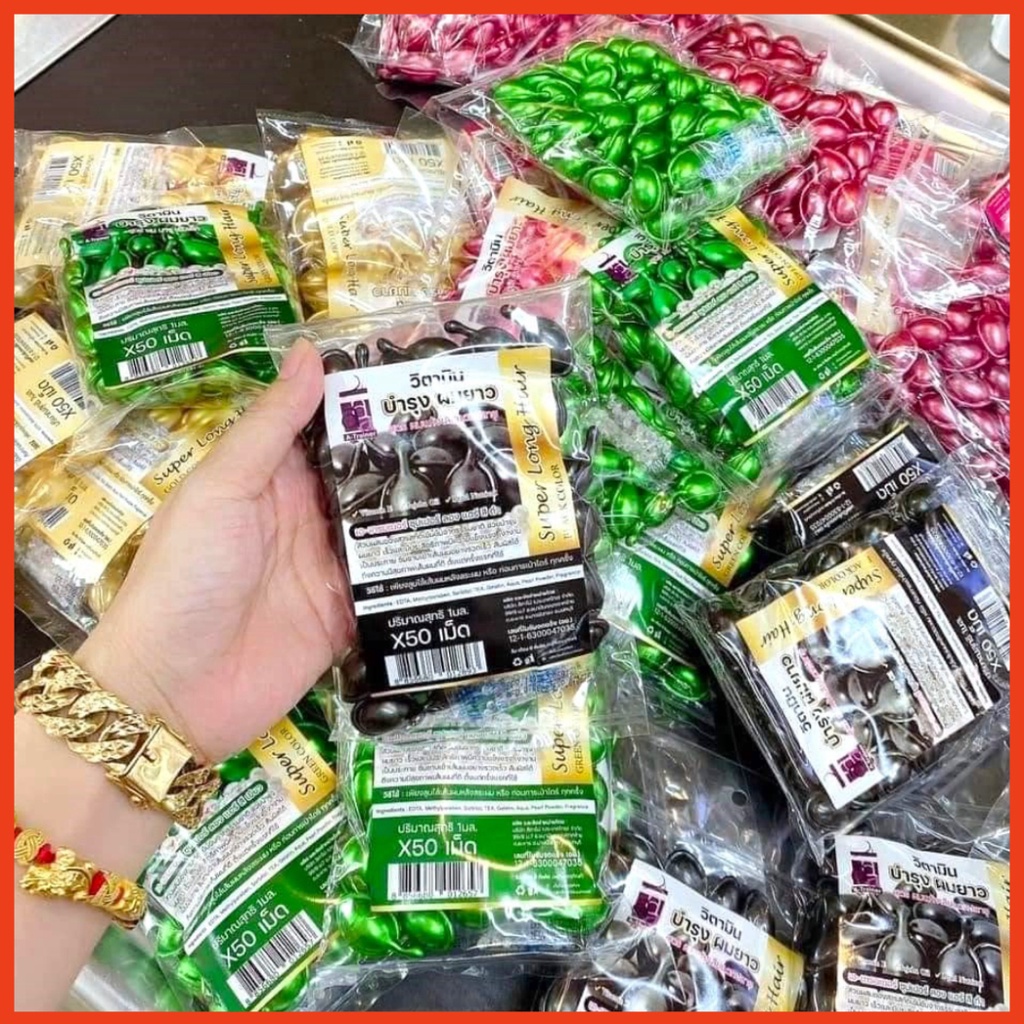 Túi 50 Viên Serum Dưỡng Tóc Super Long Hair Thái