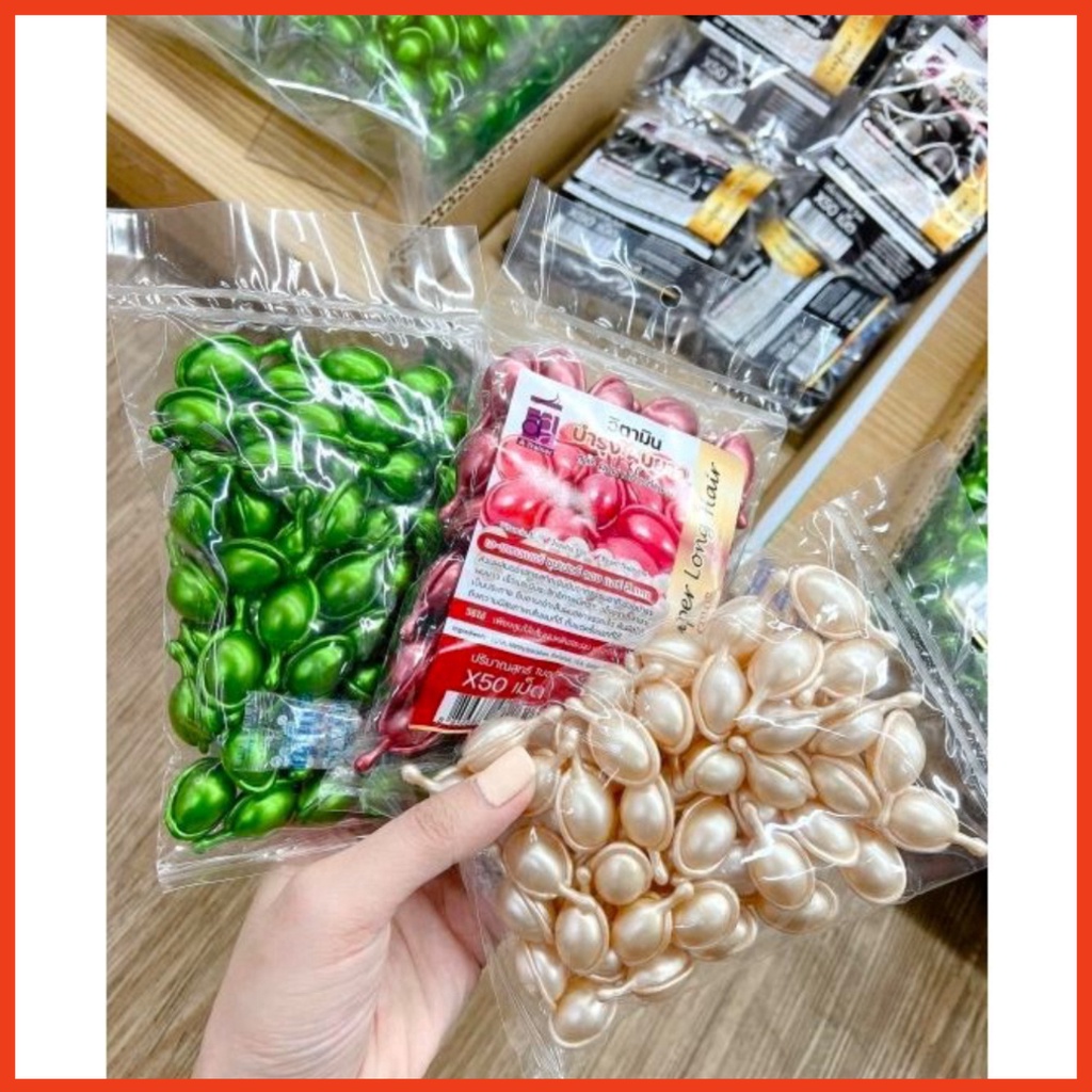 Túi 50 Viên Serum Dưỡng Tóc Super Long Hair Thái