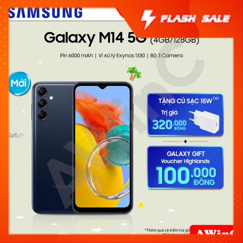 Điện thoại Samsung Galaxy M14 5G  - Kèm sạc 15W - Hàng Chính Hãng