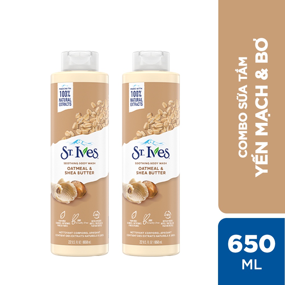 [Norin Phạm x Unilever] Combo 2 chai Sữa tắm dưỡng da St.Ives Yến mạch và bơ 650ml