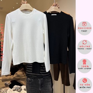 [Ảnh Thật - QCL1] Áo Thun Giữ Nhiệt Nữ Tay Dài Cổ Tròn Trơn Xuất Hàn Tag 𝐗𝐇𝐌 Thời Trang Thu Đông Cao Cấp (Kèm Ảnh Thật)