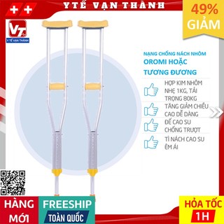 ✅ [HỎA TỐC 1H] Nạng Chống Nách Nhôm TaJerMy, Oromi (Hoặc Tương Đương) | Điều chỉnh chiều cao dễ dàng -VT0275