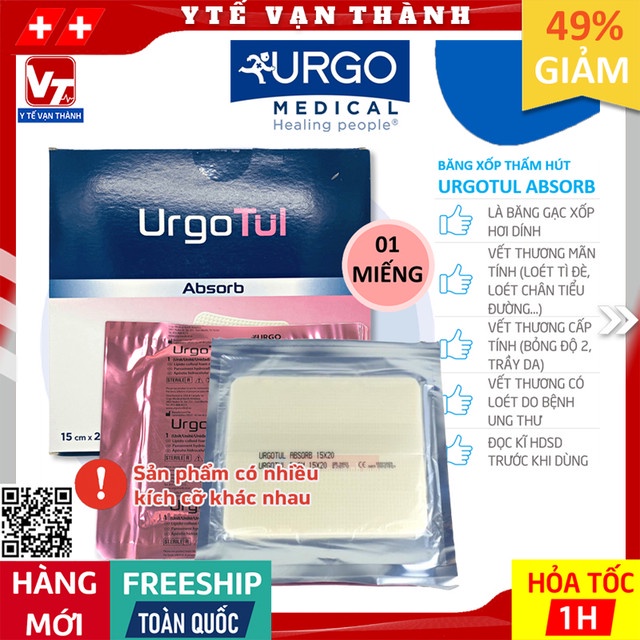 ✅ Băng Xốp Lipido-Colloid Thấm Hút Urgo Urgotul Absorb -VT1056