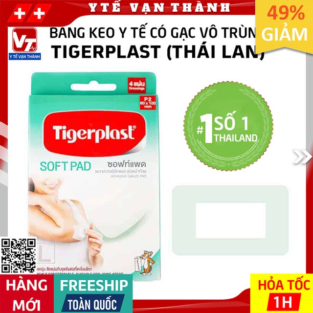 ✅  Băng Keo Y Tế Có Gạc Vô Trùng Tigerplast Soft Pad | Bảo vệ vết thương lớn -VT1073