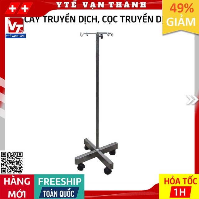 ✅ Cây Treo Truyền Dịch Inox Lớn Việt Nam | Cây treo bình truyền nước y tế, cọc truyền dịch -VT1043