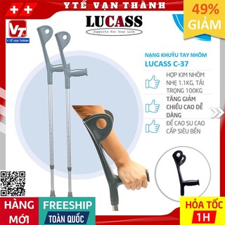 ✅ [HỎA TỐC 1H] Nạng Khuỷu Tay Nhôm (Cây Tó) Lucass C-37 (C37) | Cao Cấp - Siêu Nhẹ - Tăng Giảm Chiều Cao -VT0890
