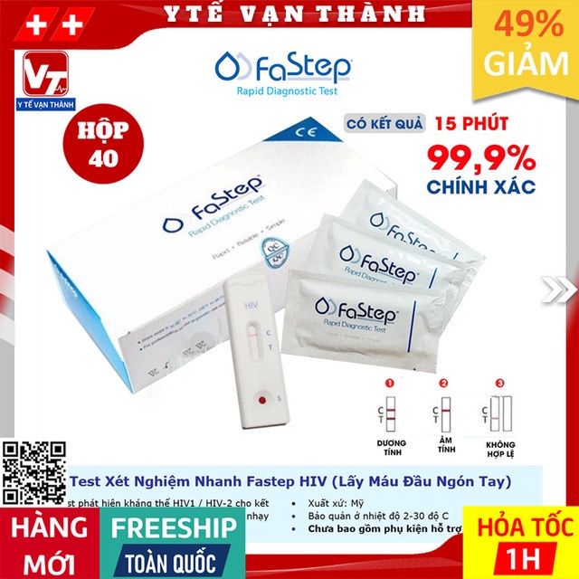 ✅(CHE TÊN) [HỘP 40] Kit Test Xét Nghiệm Nhanh Fastep HIV (Lấy Máu Đầu Ngón Tay) -VT0576