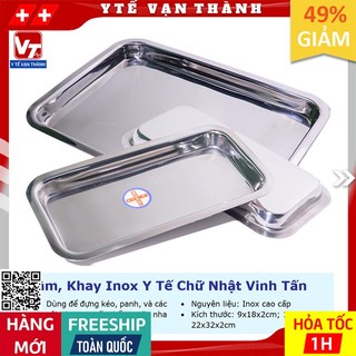 ✅ Khay Inox Đựng Dụng Cụ Y Tế Chữ Nhật Vinh Tấn | (Inox 304 100%) | Mâm inox chữ nhật -VT0380