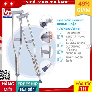 ✅ [HỎA TỐC 1H] Nạng Chống Nách Inox TaJerMy, Oromi (Hoặc Tương Đương) | Điều chỉnh chiều cao dễ dàng -VT0039