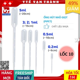 ✅ [LỐC 10] Ống Hút Nhỏ Giọt (Pipet) Nhựa | 0.2ml, 0.5ml, 1ml, 2ml, 3ml, 5ml, 10ml -VT0263