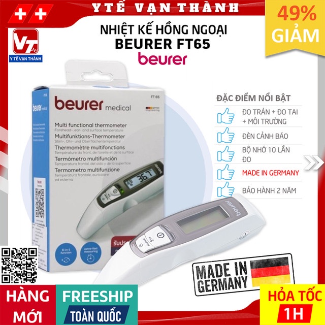 ✅ Nhiệt Kế Hồng Ngoại Beurer FT65 (FT 65) | Đo trán, tai không tiếp xúc (Made In Germany) -VT0923