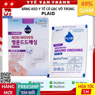 ✅ Băng Keo Y Tế Có Gạc Vô Trùng PLAID Non-woven Wound Dressing With Pad | Bảo vệ vết thương lớn -VT0643