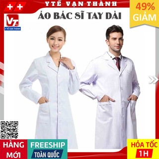 ✅ Áo Bác Sĩ Dài Tay Trắng | Sỉ Lẻ Áo Blouse Trắng, Đồng Phục Bệnh Viện -VT0172