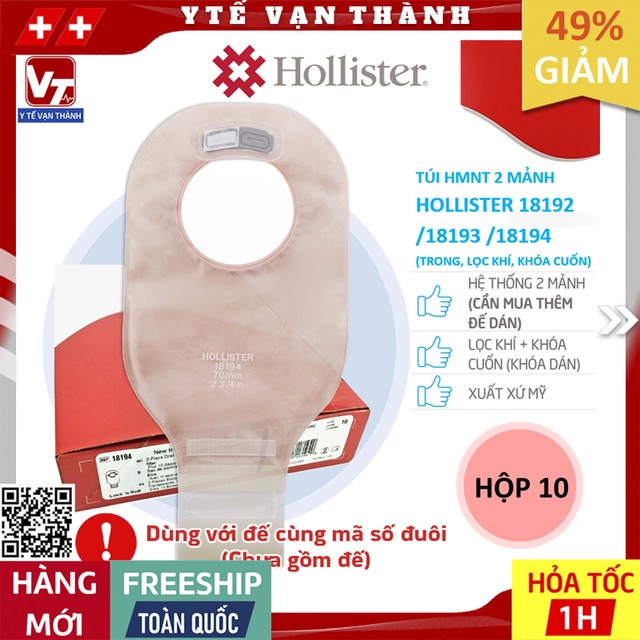 Túi Hậu Môn Nhân Tạo 2 Mảnh Hollister 18192 18193 18194 (Trong, Lọc Khí, Khóa Cuốn) | Túi Phân Tạm -VT0738