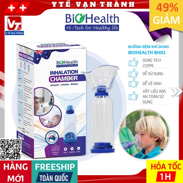 ✅ Buồng Đệm Khí Dung (Babyhaler) Biohealth BH01 (BH-01) | Buồng Hít Hen Suyễn Úc (có mặt nạ trẻ em, người lớn) -VT0317