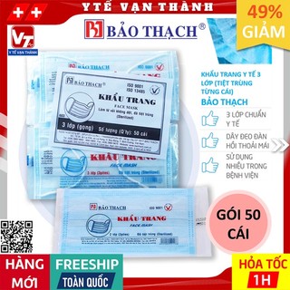 ✅ [TIỆT TRÙNG] Khẩu Trang Y Tế Bảo Thạch Tiệt Trùng (3 Lớp - Bịch 50 Cái) -VT0611