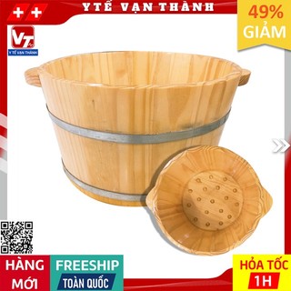 ✅ Chậu Ngâm Chân Gỗ (Loại Cao, Có Hạt Massage) Thông Tự Nhiên Cao Cấp | Spa, Massage Chân -VT0507