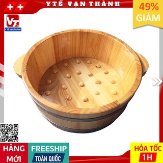 ✅ Chậu Ngâm Chân Gỗ (Loại Thấp, Có Hạt Massage) Thông Tự Nhiên Cao Cấp | Spa, Massage -VT0637