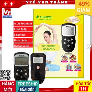 ✅ [CHÍNH HÃNG] Máy Massage Xung Điện Aukewel Dr Phone AK-2000-V (8 Miếng Dán) | (Mát xa, Massa) -VT0385