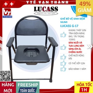 ✅ Ghế Bô Vệ Sinh Không Bánh Xe, Khung Sơn, Bô Vuông, Đệm Simili Lucass G-17 (G17) | Tiêu chuẩn Mỹ -VT0402