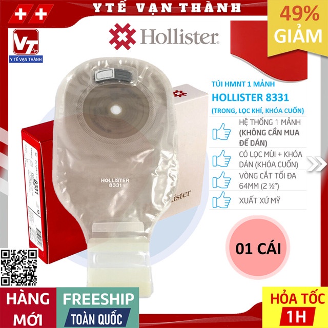 ✅ Túi Hậu Môn Nhân Tạo 1 Mảnh Hollister 8331 (Trong, Lọc Khí, Khóa Cuốn) | Túi Phân, Hậu Môn Tạm -VT0428