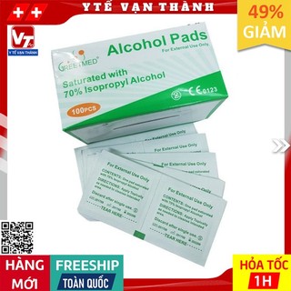 ✅ Gạc Tẩm Cồn GreetMed (Hộp 100 Miếng) | (Cồn Miếng, Alcohol Pads) Hoặc Hiệu Thương Đương -VT0177
