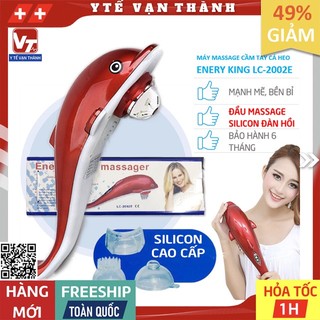 ✅ [ĐẦU SILICON] Máy Massage Cầm Tay Cá Heo Energy King LC-2002E (3 Đầu Silicon) | Mát xa, Massa Cá Heo -VT0087