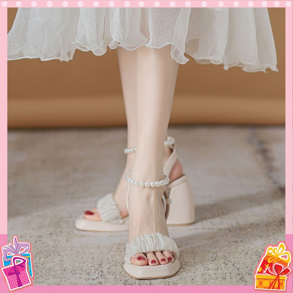GIÀY SANDAL LNS102, CÓ 2 MÀU ĐEN TRẮNG, CAO 6P THƯỜNG VÀ 10P ĐẾ ĐÚP, PHÙ HỢP ĐI CHƠI ĐI TIỆC SANG CHẢNH 2023
